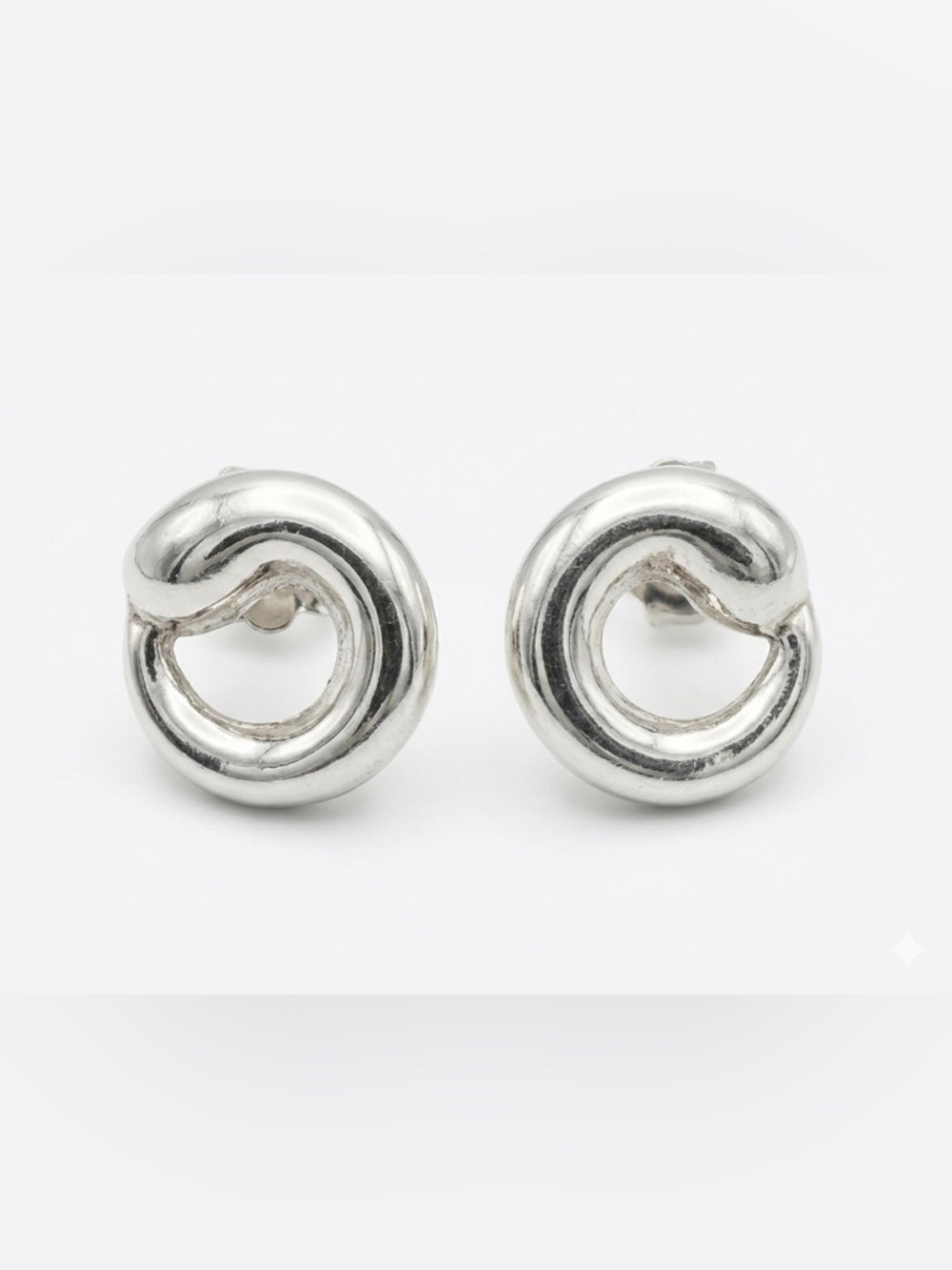 Sterling Silver Knot Stud Earrings - Silver